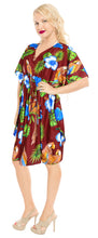 Load image into Gallery viewer, la-leela-likre-printed-short-caftan-beach-dress-maroon_4088-osfm-16-28w-xl-4x-maroon_b635