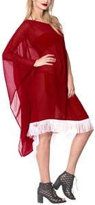 La Leela Off Shoulder Womens Swimsuit Beachwear Kimono Cover up Dress Blouse Red