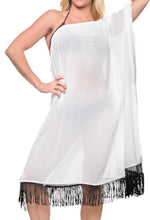 Load image into Gallery viewer, La Leela Off Shoulder Womens Swimsuit Beachwear Kimono Cover up Dress Blouse Whi