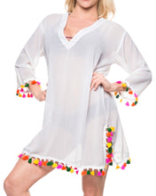 Load image into Gallery viewer, La Leela Solid Long sleeves Beach wear Pom Pom  Bikini Swimwear Cover up TOP XL 
