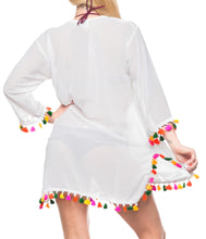 Load image into Gallery viewer, La Leela Solid Long sleeves Beach wear Pom Pom  Bikini Swimwear Cover up TOP XL