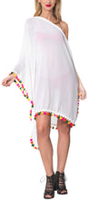 Load image into Gallery viewer, La Leela Womens Off Shoulder Beachwear Bikini Swimwear Sheer Cover up Kimono Whi