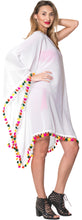 Load image into Gallery viewer, La Leela Womens Off Shoulder Beachwear Bikini Swimwear Sheer Cover up Kimono Whi
