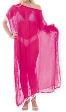 Load image into Gallery viewer, la-leela-chiffon-solid-long-caftan-womens-dark-pink_4108-osfm-14-18w-l-2x