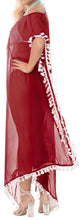 Load image into Gallery viewer, la-leela-chiffon-solid-long-caftan-tunic-dress-women-red_4112-osfm-14-18w-l-2x