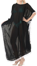 Load image into Gallery viewer, la-leela-chiffon-solid-long-caftan-dress-women-black_4114-osfm-14-18w-l-2x