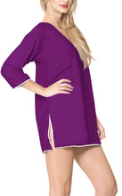 Load image into Gallery viewer, La Leela Solid Long sleeves Beach wear Pom Pom  Bikini Swimwear Cover up TOP S W