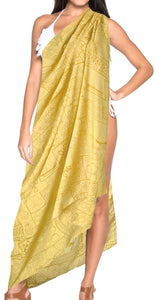 La Leela Women's Hawaiian Bikini Beach Wrap Sheer Sarong Swimming Bathing suit Beachwear Swim Dress Pareo Cover up Long 78"X42"  Yellow 906792