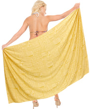 Load image into Gallery viewer, La Leela Women&#39;s Hawaiian Bikini Beach Wrap Sheer Sarong Swimming Bathing suit Beachwear Swim Dress Pareo Cover up Long 78&quot;X42&quot;  Yellow 906792