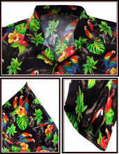 Load image into Gallery viewer, la-leela-mens-aloha-hawaiian-shirt-short-sleeve-button-down-casual-beach-party-drt154-black