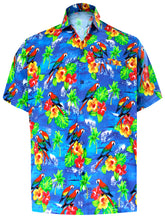 Load image into Gallery viewer, la-leela-mens-aloha-hawaiian-shirt-short-sleeve-button-down-casual-beach-party-drt154-blue