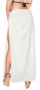 La Leela Women's Hawaiian Bikini Beach Wrap Sheer Sarong Swimming Bathing suit Beachwear Swim Dress Pareo Cover up Long 78"X42"  Beige 906860