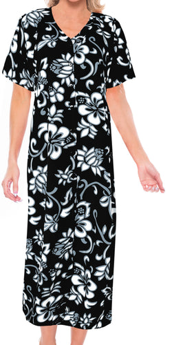 La Leela Womens button Closure MAXI Beach evening Casual Dress swimwear Caftan b