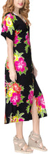 Load image into Gallery viewer, La Leela Floral Womens Beach Cover up Button Closure Evening Dress Caftan MAXI