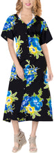 Load image into Gallery viewer, La Leela Floral Womens Beach Cover up Button Closure Evening Dress Caftan MAXI b