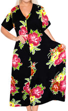 Load image into Gallery viewer, La Leela Floral Womens Beach Cover up Button Closure Evening Dress Caftan MAXI r