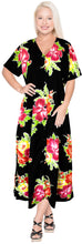 Load image into Gallery viewer, La Leela Floral Womens Beach Cover up Button Closure Evening Dress Caftan MAXI r