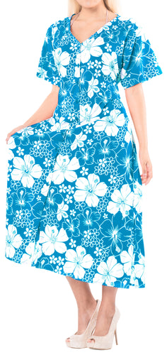 la-leela-casual-dress-beach-cover-up-rayon-tie-dye-cover-up-womens-swimsuit-skirt-Teal Blue_B348