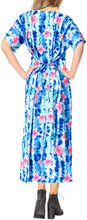 Load image into Gallery viewer, La Leela Womens Floral Beach Cover up Button Closure Evening Dress MAXI Caftan B
