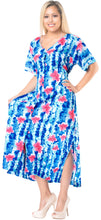 Load image into Gallery viewer, La Leela Womens Floral Beach Cover up Button Closure Evening Dress MAXI Caftan B