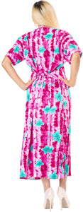 La Leela Womens Floral Beach Cover up Button Closure Evening Dress MAXI Caftan P