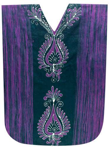 la-leela-100-cotton-batik-womens-kaftan-kimono-summer-beachwear-cover-up-dress-OSFM 14-18W [L- 2X]-Green_B246