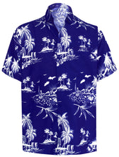 Load image into Gallery viewer, la-leela-shirt-casual-button-down-short-sleeve-beach-shirt-men-aloha-pocket-Shirt-Blue_W420