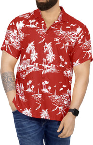 LA LEELA Men's Hawaiian Casual Short Sleevees Button Down Tropical Shirts