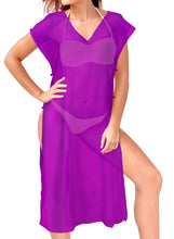 Load image into Gallery viewer, La Leela Chiffon Open Sides Swimwear Beachwear Bikini Swimsuit Sheer Cover up Bl