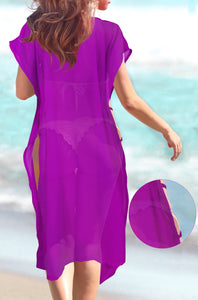 La Leela Chiffon Open Sides Swimwear Beachwear Bikini Swimsuit Sheer Cover up Bl