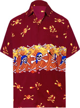 Load image into Gallery viewer, LA LEELA Men&#39;s Casual Beach hawaiian Shirt Aloha Tropical Beach  front Pocket Short sleeve Red
