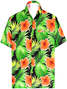 LA LEELA Shirt Casual Button Down Short Sleeve Beach Shirt Men Aloha Pocket 167