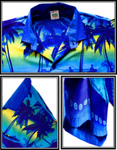 Load image into Gallery viewer, LA LEELA Men&#39;s Funky Palm Tree Front Pocket Short Sleeve Hawaiian Shirt XL Blue_W347