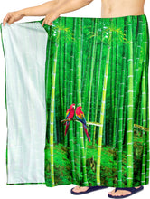 Load image into Gallery viewer, la-leela-mens-hawaiian-beach-wrap-sheer-sarong-swimming-bathing-suit-towel-beachwear-swim-pareo-cover-up-long-72x42--green-907565