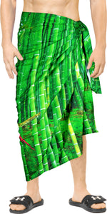 La Leela Men's Hawaiian Beach Wrap Sheer Sarong Swimming Bathing Suit Towel Beachwear Swim Pareo Cover up Long 72"X42"  Green 907565