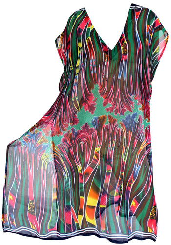 La Leela Chiffon Open Sides Swimwear Beachwear Bikini Swimsuit Sheer Cover up Pi