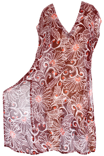La Leela Chiffon Open Sides Swimwear Beachwear Bikini Swimsuit Sheer Cover up Pi