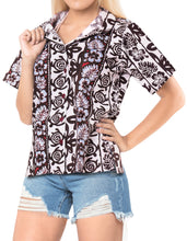 Load image into Gallery viewer, la-leela-womens-beach-casual-hawaiian-blouse-short-sleeve-button-down-shirt-violet