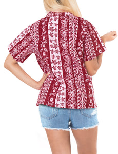 la-leela-womens-beach-casual-hawaiian-blouse-short-sleeve-button-down-shirt-red