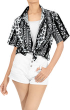 Load image into Gallery viewer, LA LEELA Women&#39;s Beach Casual Hawaiian Blouses Short Sleeve button Down Shirt Black