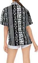 Load image into Gallery viewer, LA LEELA Women&#39;s Beach Casual Hawaiian Blouses Short Sleeve button Down Shirt Black