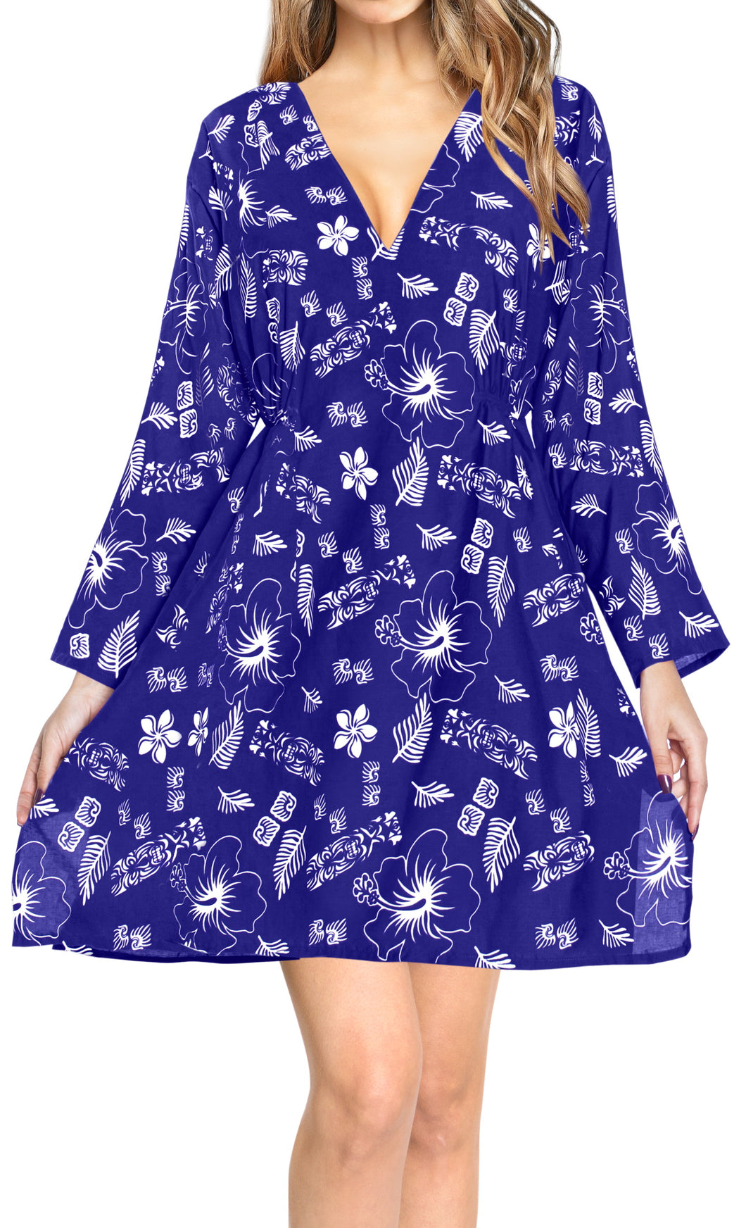 la-leela-bikni-swimwear-soft-fabric-printed-beachwear-loose-cover-up-OSFM 8-14 [M- L]-Blue_B76