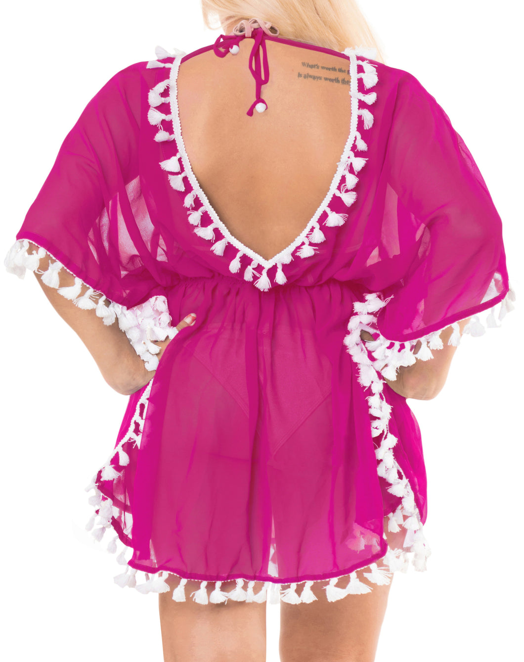 La Leela Chiffon Open Sides Swimwear Beachwear Bikini Swimsuit Sheer Cover up Pi