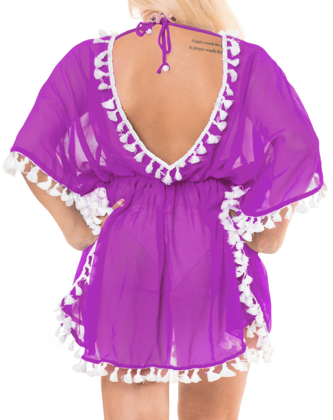 La Leela Chiffon Open Sides Swimwear Beachwear Bikini Swimsuit Sheer Cover up Pi