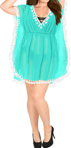 La Leela Chiffon Open Sides Swimwear Beachwear Bikini Swimsuit Sheer Cover up Pi