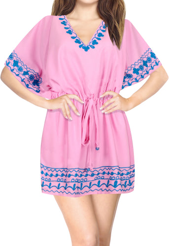 la-leela-bikini-swim-beach-wear-swimsuit-cover-ups-women-caftan-dress-solid-OSFM 16-28W [XL- 4X]-Pink_B60