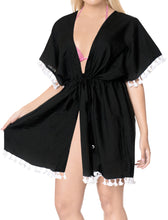 Load image into Gallery viewer, la-leela-rayon-solid-beachwear-loose-cover-up-osfm-16-28w-xl-4x-black_2950-black_b58