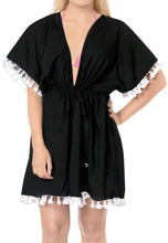 Load image into Gallery viewer, la-leela-rayon-solid-beachwear-loose-cover-up-osfm-16-28w-xl-4x-black_2950-black_b58