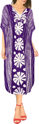 la-leela-100-cotton-batik-womens-kaftan-kimono-summer-beachwear-cover-up-dress-OSFM 14-18W [L- 2X]-Violet_B32
