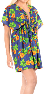 La Leela Womens Floral Beach Cover up Button Closure Evening Dress plus Caftan v